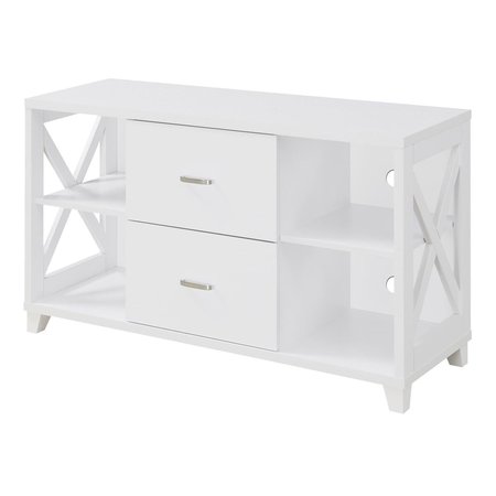 CONVENIENCE CONCEPTS 47.25 x 15.5 x 26 in. Oxford Deluxe TV Stand with 2 DrawersWhite 131136W